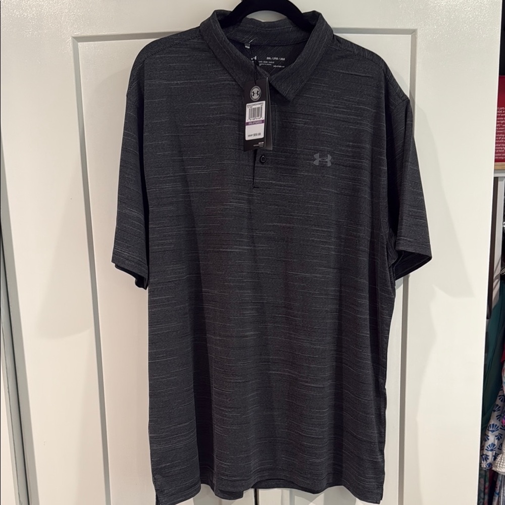 Under Armour Black Polo Shirt with Textured Fabric